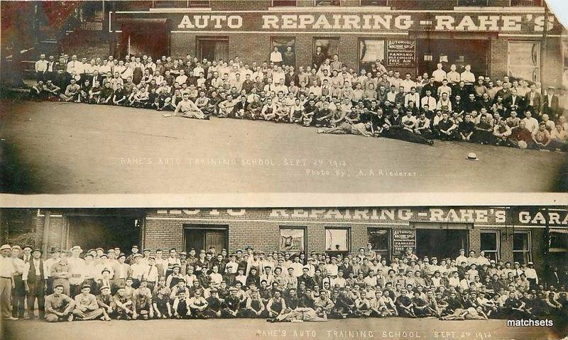 1916 Rahe's Auto Repair Kansas City Missouri RPPC Real photo postcard 13155