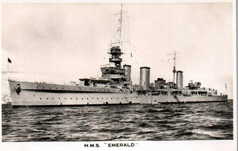 RPPC Photo British Royal Navy HMS Emerald (D66) Cruiser War Time