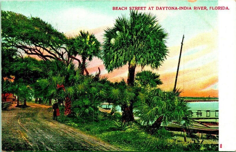 Beach Street at Daytona Indian River Florida FL UNP Unused UDB Postcard 1900s