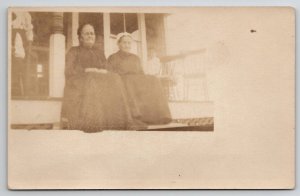 RPPC Two Very Old Women on Porch Postcard E23