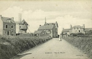 france, SAINT-BRIAC-sur-Mer, Rue du Moulin, Windmill (1910s) Postcard