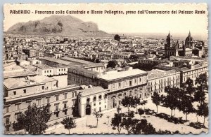 Vtg Palermo Panorama colla Cattedrale e Monte Pellegrino Sicily Italy Postcard