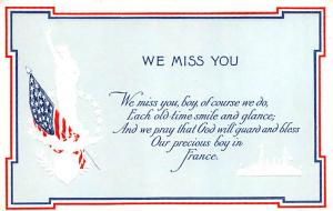 We Miss You, France Patriotic Unused 