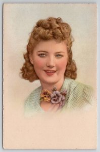 Alfred Noyer Glamour Girl Victory Rolls Hair Pretty Eyes Woman Postcard B45