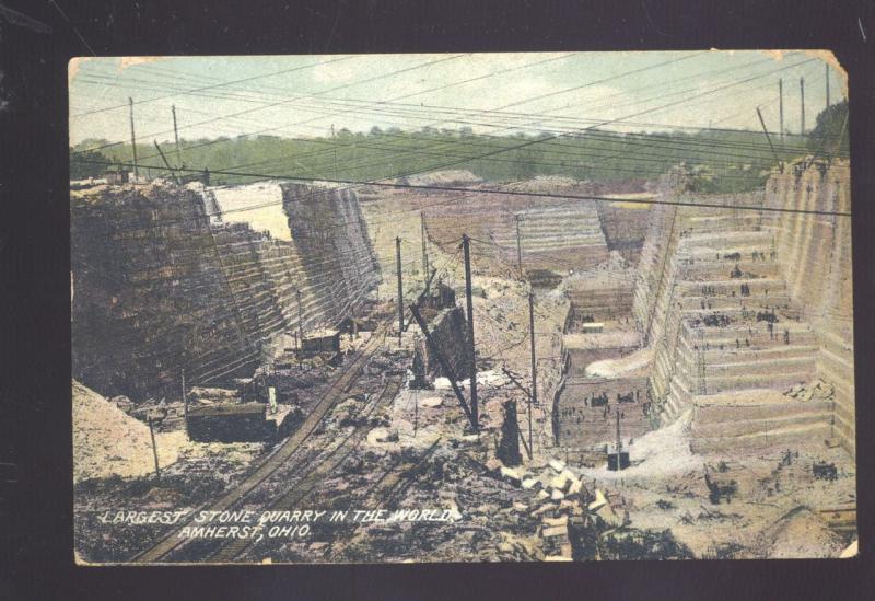 AMHERST OHIO WORLD'S LARGEST STONE QUARRY MINING ANTIQUE VINTAGE POSTCARD