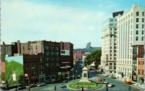 Vtg Portland Maine ME Monument Square Longfellow Street View 1960s Postcard