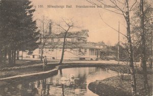 Mössebergs Bad Spa Swan Pond Bathhouse 1919 Posted Sweden RPPC Postcard