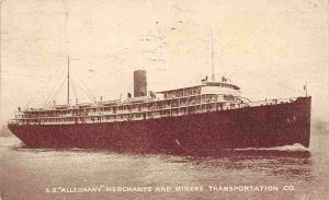 SS Alleghany Steamer Merchants & Miners Line 1927 postcard