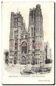 Brussels Old Postcard The Cathedral Church of St. Gudule