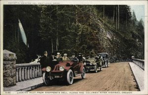 Columbia River Highway Oregon OR Shepperd's Dell Classic Cars Vintage Postcard