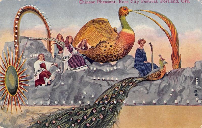 Portland Oregon~Rose City Festival~Chinese Pheasant Float~Peacock~Artist~1911 PC 