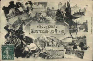 Montceau Les Mines Multi View c1915 Postcard