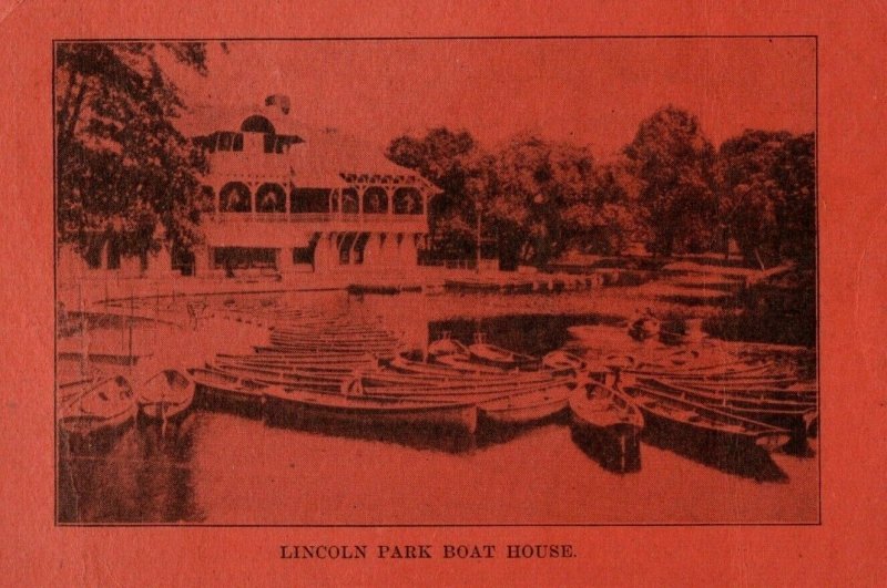 C.1907 Odd Orange Colored Lincoln Park Boat House Chicago Illinois Postcard P79 