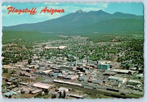 c1960 Flagstaff Arizona AZ Postcard Late Afternoon Sun Highlights Aerial View