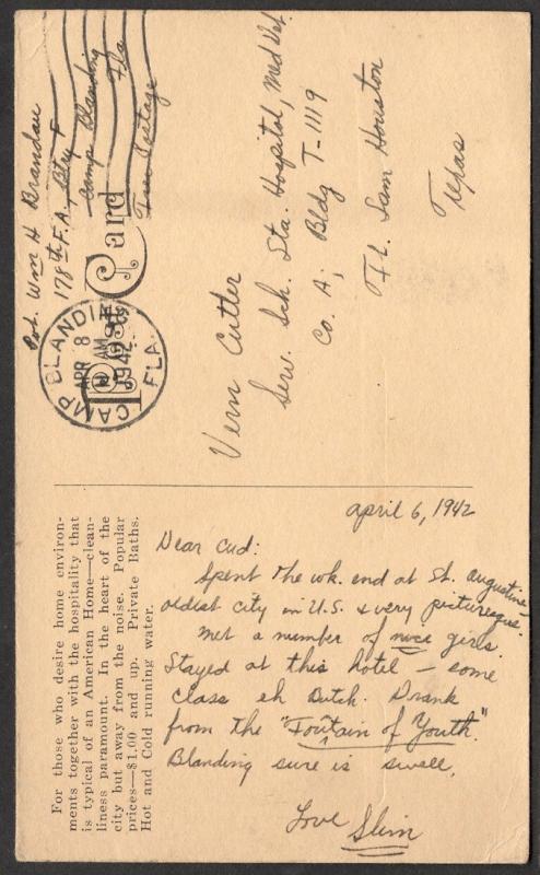 Free Frank Soldier Correspondence from Camp Blanding, Fla.