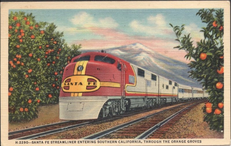 Santa Fe Streamliner - Post Card - Used