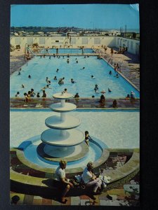 West Sussex WEST SANDS SWIMMING POOL / OUTDOOR LIDO c1970s Postcard by DVB Ltd