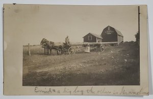 Quincy MI Streeter Family Farm Barn Large Log on Wagon RPPC set Postcard E29