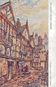 CHESTER ENGLAND~THE STANLEY PALACE~CESTRIAN ARTIST DRAWN POSTCARD