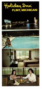 Holiday Inn, Flint, Michigan, Pool Restaurant Room, Vintage Advertising Postcard