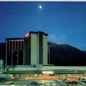 c1970s Lake Tahoe, NV Caesars Casino Hotel Night View Mountain Chrome 4x6 PC M15