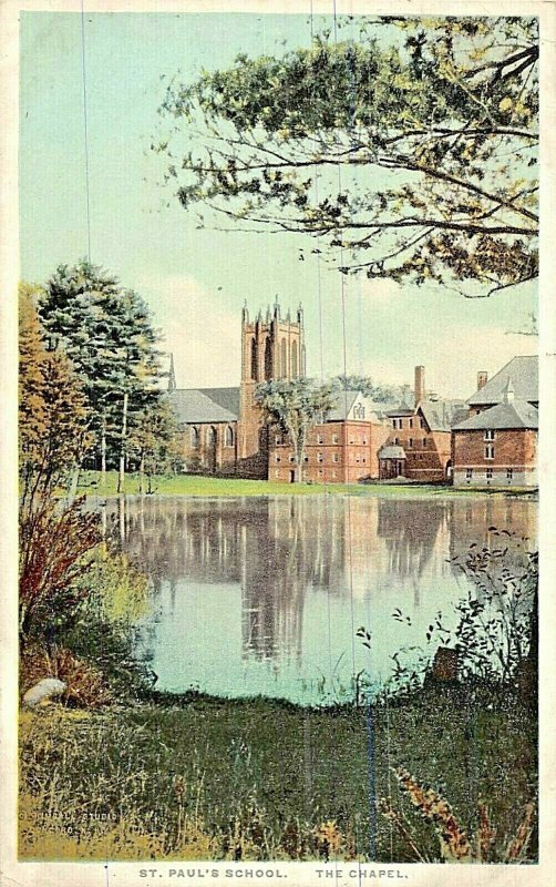 CONCORD NEW HAMPSHIREST PAULS SCHOOL-CHAPEL WATER VIEW1920s PHOSTINT POSTCARD