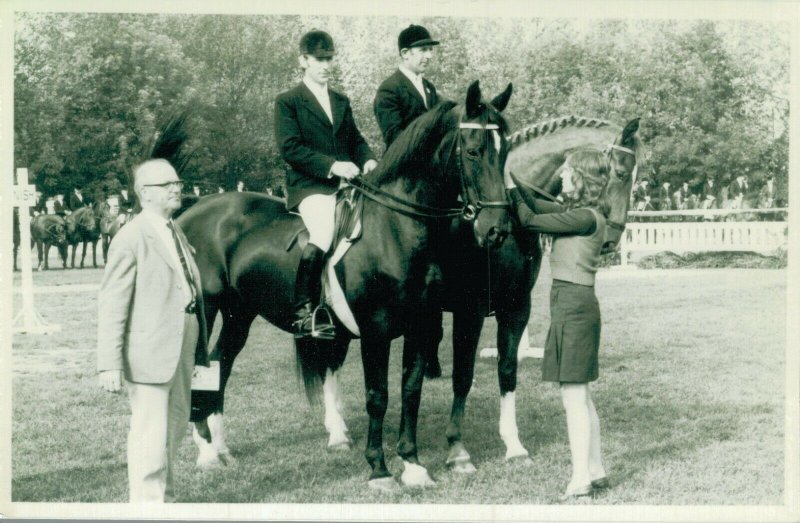 Hippique sport horses two men sitting on their horses RPPC 03.95