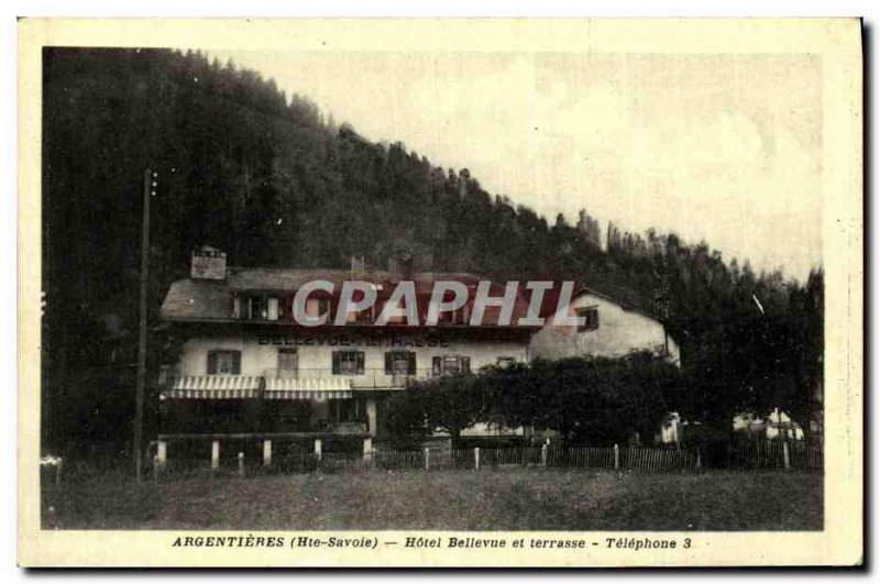Old Postcard Argentieres Hotel Bellevue and terrace