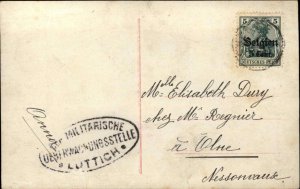 Children 5 Cent German Occupation Military Surveillance Site Stamp Liege RPPC