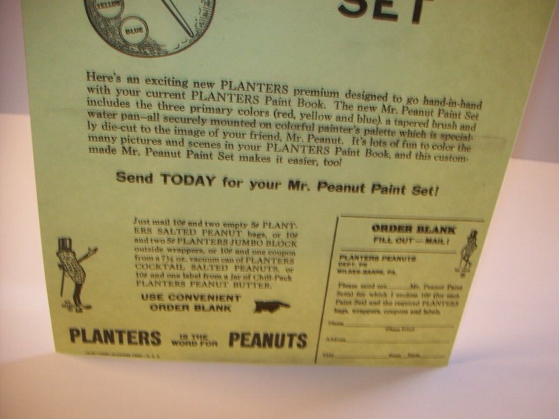 Mr Peanut Vintage Paint Set Planters Paper Sales Flyer 1955 Original Advertising