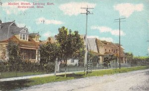 Greenwood Mississippi Markey Street, Looking East, Color Lithograph PC U11109