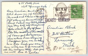 AR~Hot Springs Natl Park~Medical Arts Bldg~Arlington Hotel~Flag~Linen 1950 PC