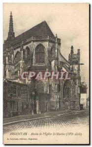 Old Postcard Argentan Apse From St Martin & # 39Eglise