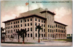 Municipal Building And Auditorium Galveston Texas TX Street View Postcard