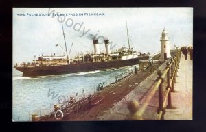 f2538 - British Ferry - Turbine passing Pier Head. Folkestone - postcard