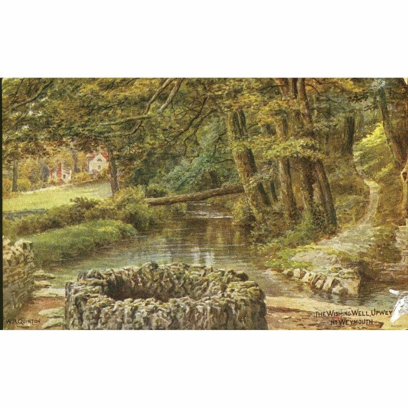 Salmon Ltd. Artist Signed A.R. Quinton Postcard 'The Wishing Well, Upwey, Nr. We