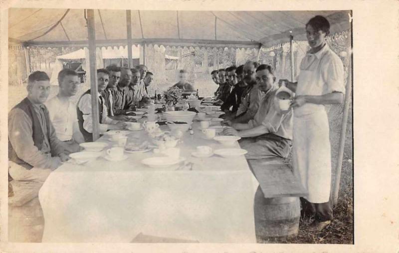 Chester Pennsylvania Camping Dinner Table Real Photo Antique Postcard J75963