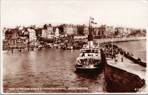 Bridlington Harbour and SS 'Yorkshireman' England UK Real Photo Postcard F82