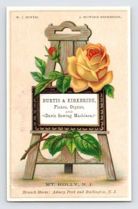 Burtis & Kirkbride Pianos & Organs Davis' Sewing Machine Victorian Trade Card T2