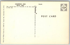 Akron Ohio 1950s Postcard Children's Zoo Red Barn
