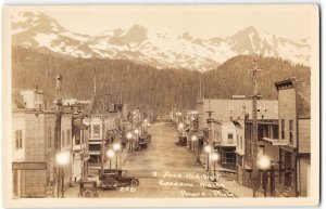 RPPC CORDOVA Midnight Street Scene ALASKA Roark Photo Vintage Postcard 1920s