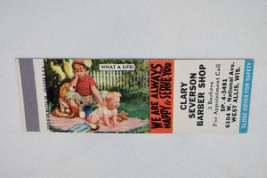 Clary Severson Barber Shop West Allis Wisconsin 20 Strike Matchbook Cover