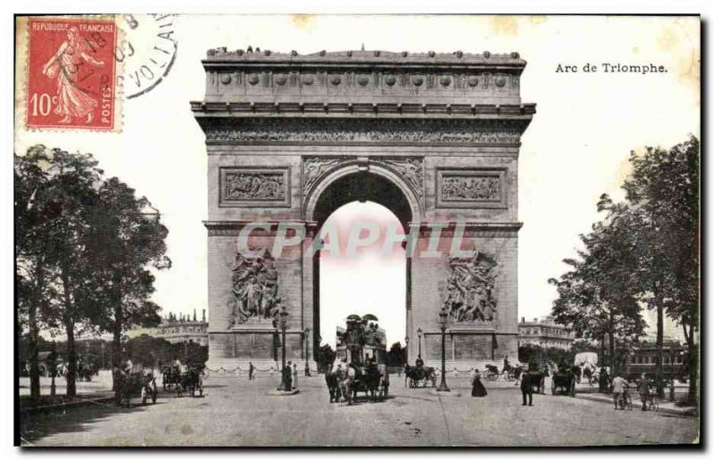 Old Postcard Paris Arc de Triomphe