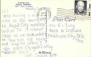 1972 Greetings From OMAHA Nebraska Vintage LARGE Letter Standard View Card 