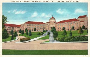 Vintage Postcard 1920's Lee Edwards High School Asheville North Carolina N. C.