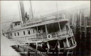 Maine Steamer Steamship Tremont Sinking 1950s-60s Real Photo Postcard