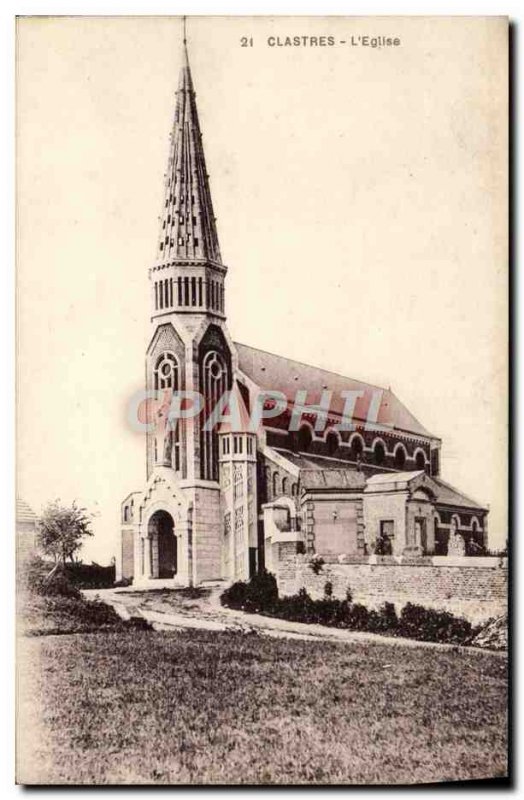 Old Postcard Clastres L & # 39Eglise