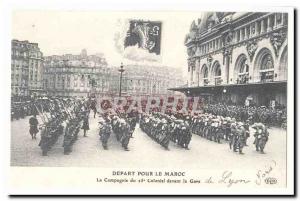 Depart for Morocco Old Postcard The company of 23 colonial front of the stati...