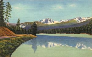 Linen Postcard Sylvan Lake Sylvan Pass Yellowstone WY Mirror Reflection Teton Co