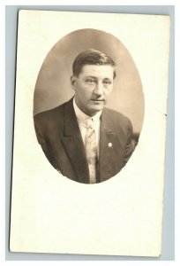 Vintage 1912 RPPC Postcard Portrait of Man in Cedar Rapids Iowa